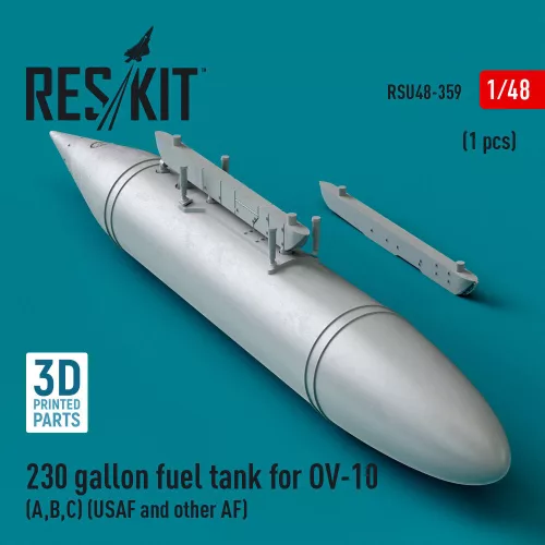 ResKit Models 230 gallon centerline fuel tank for OV-10 (A,B,C) (USAF and other AF) (1 pcs) (3D Printed) - OV-10 A/B/C – 230 gallonos törzs alatti üzemanyag-póttartály, 1 db