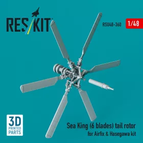   ResKit Models Sea King (6 blades) tail rotor for Airfix & Hasegawa kit (3D printed) - farokrotor, 6 rotorlapátos változat, Airfix / Hasegawa makettekhez