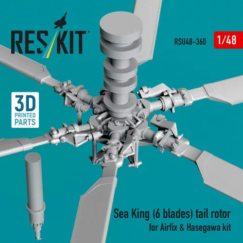 ResKit Models Sea King (6 blades) tail rotor for Airfix & Hasegawa kit (3D printed) - farokrotor, 6 rotorlapátos változat, Airfix / Hasegawa makettekhez