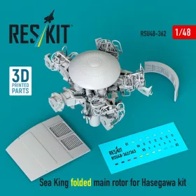   ResKit Models Sea King folded main rotor for Hasegawa kit (3D Printed) - behajtott főrotor