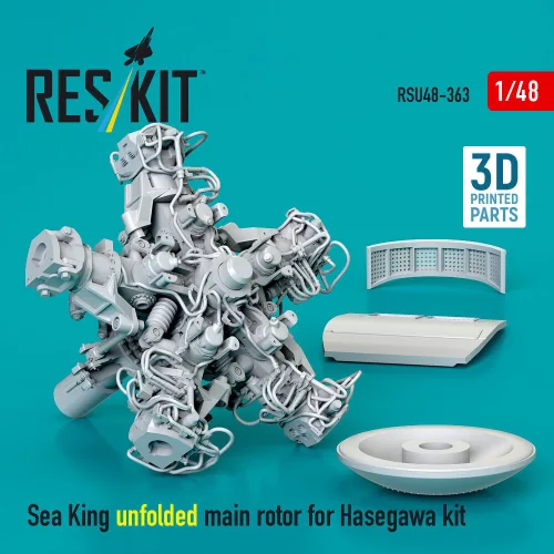 ResKit Models Sea King unfolded main rotor for Hasegawa kit (3D Printed) - kihajtott főrotor