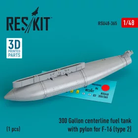   ResKit Models F-16 (A/B/C/D/E/F/I) (2. típus) – 300 gallonos törzs alatti üzemanyag-póttartály pilonnal, 1 db