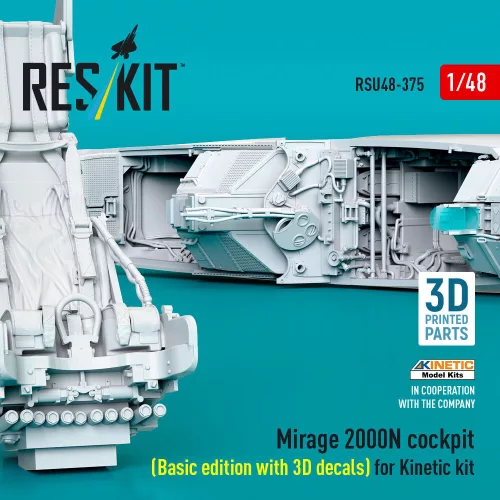 ResKit Models Mirage 2000N cockpit (Basic edition with 3D decals) for Kinetic kit (3D Printed) - alap cockpitkészlet 3D matricákkal