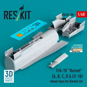   ResKit Models F/A-18 Hornet (A, B, C, D & CF-18) wheel bays for Kinetic kit (3D printed) - futóműakna-részletező készlet