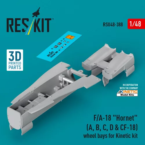 ResKit Models F/A-18 Hornet (A, B, C, D & CF-18) wheel bays for Kinetic kit (3D printed) - futóműakna-részletező készlet