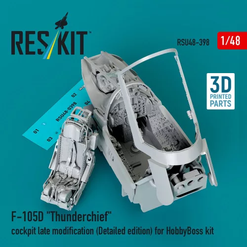 ResKit Models F-105D Thunderchief cockpit late modification (Detailed edition) for HobbyBoss kit (3D Printed) - részletes cockpitkészlet