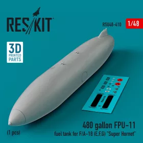   ResKit Models 480 gallon FPU-11 fuel tank for F/A-18 (E,F,G) Super Hornet (1 pcs) (3D Printed) - F/A-18 (E,F,G) Super Hornet – 480 gallonos FPU-11 üzemanyag-póttartály, 1 db