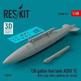   ResKit Models 150 gallon fuel tank AERO 1C (FPU-3/A) USN & USM for OV-10 A/D (1 pcs) (3D Printed) - OV-10 A/D – 150 gallonos üzemanyag-póttartály, 1 db