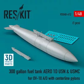   ResKit Models OV-10 A/D – AERO 1D, 300 gallonos törzs alatti üzemanyag-póttartály pilonnal, Amerikai Haditengerészet / USMC változathoz, 1 db