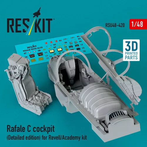 ResKit Models Rafale C cockpit (Detailed edition) for Revell/Academy kit (3D printed) - részletes cockpitkészlet