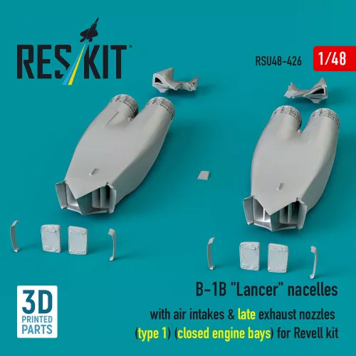 ResKit Models B-1B Lancer – gondolák, légbeömlők, késői 1. típusú fúvócsövek, zárt motortérrel