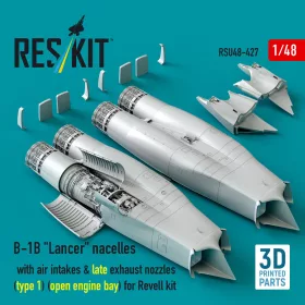   ResKit Models B-1B Lancer – gondolák, légbeömlők, késői 1. típusú fúvócsövek, nyitott motortérrel