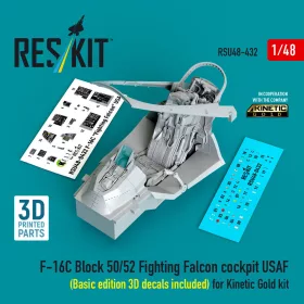   ResKit Models F-16C Block 50/52 Fighting Falcon – alap cockpitkészlet 3D matricákkal