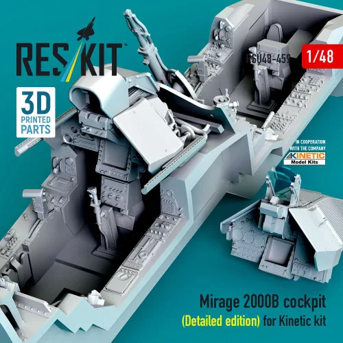 ResKit Models Mirage 2000B cockpit (Detailed edition) for Kinetic kit (3D Printed) - részletes cockpitkészlet
