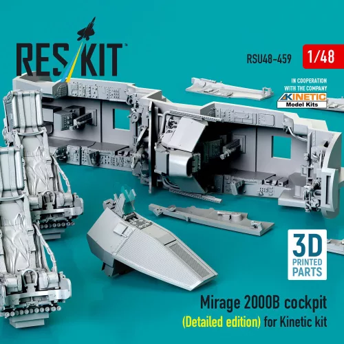 ResKit Models Mirage 2000B cockpit (Detailed edition) for Kinetic kit (3D Printed) - részletes cockpitkészlet