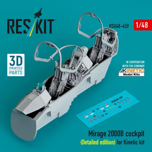 ResKit Models Mirage 2000B cockpit (Detailed edition) for Kinetic kit (3D Printed) - részletes cockpitkészlet