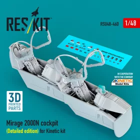   ResKit Models Mirage 2000N cockpit (Detailed edition) for Kinetic kit (3D Printed) - részletes cockpitkészlet