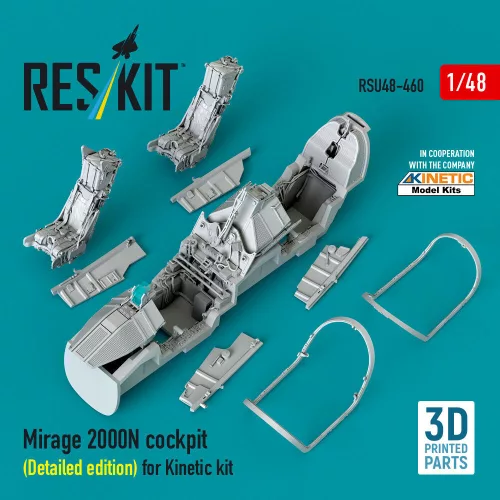 ResKit Models Mirage 2000N cockpit (Detailed edition) for Kinetic kit (3D Printed) - részletes cockpitkészlet