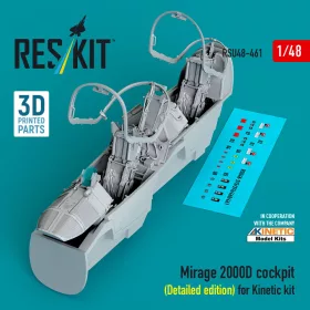   ResKit Models Mirage 2000D cockpit (Detailed edition) for Kinetic kit (3D Printed) - részletes cockpitkészlet