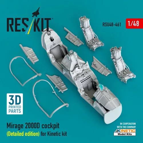 ResKit Models Mirage 2000D cockpit (Detailed edition) for Kinetic kit (3D Printed) - részletes cockpitkészlet