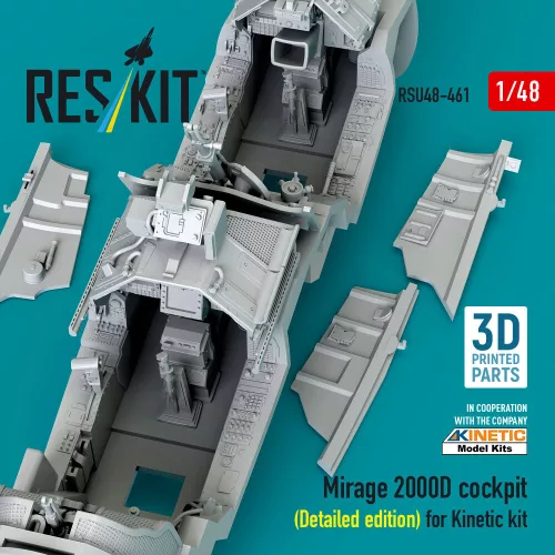 ResKit Models Mirage 2000D cockpit (Detailed edition) for Kinetic kit (3D Printed) - részletes cockpitkészlet