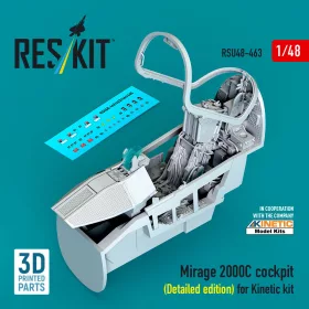   ResKit Models Mirage 2000C cockpit (Detailed edition) for Kinetic kit (3D Printed) - részletes cockpitkészlet