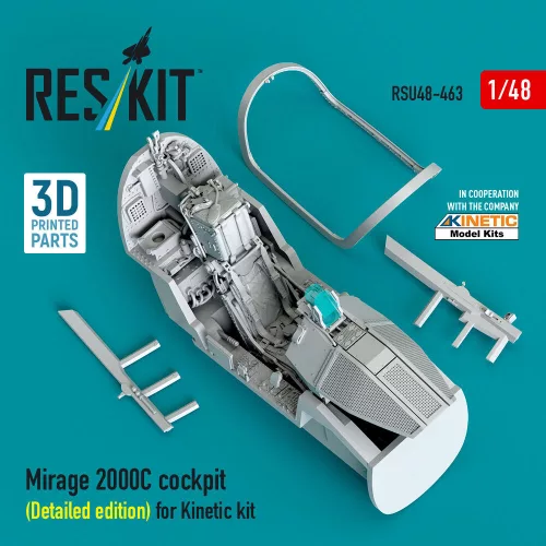 ResKit Models Mirage 2000C cockpit (Detailed edition) for Kinetic kit (3D Printed) - részletes cockpitkészlet