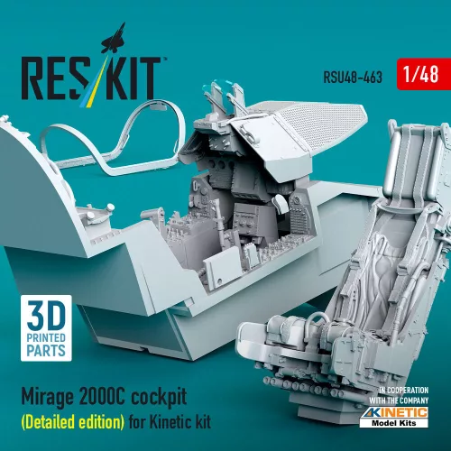 ResKit Models Mirage 2000C cockpit (Detailed edition) for Kinetic kit (3D Printed) - részletes cockpitkészlet