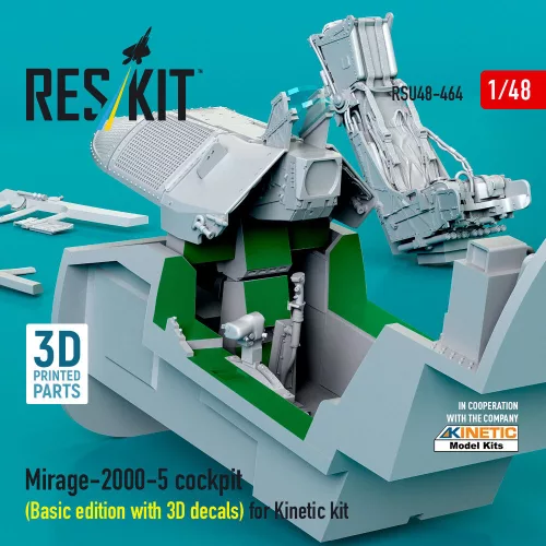 ResKit Models Mirage-2000-5 cockpit (Basic edition with 3D decals) for Kinetic kit (3D Printed) - alap cockpitkészlet 3D matricákkal