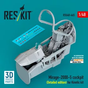   ResKit Models Mirage-2000-5 cockpit (Detailed edition) for Kinetic kit (3D Printed) - részletes cockpitkészlet