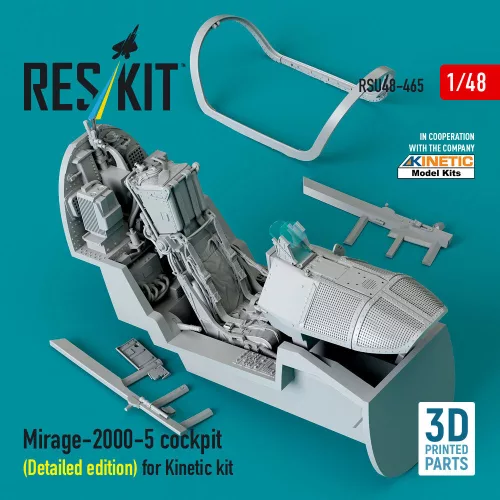 ResKit Models Mirage-2000-5 cockpit (Detailed edition) for Kinetic kit (3D Printed) - részletes cockpitkészlet