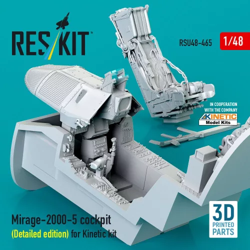 ResKit Models Mirage-2000-5 cockpit (Detailed edition) for Kinetic kit (3D Printed) - részletes cockpitkészlet