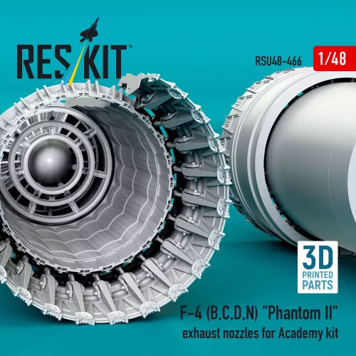 ResKit Models F-4 (B, C, D, N) Phantom II exhaust nozzles for Academy kit (3D Printed) - hajtómű-fúvócsövek