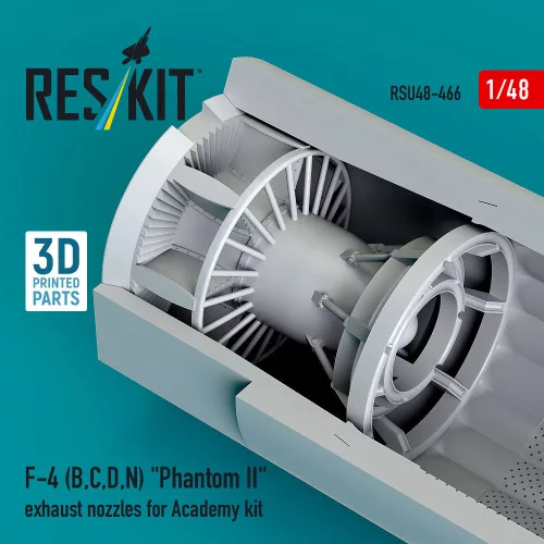 ResKit Models F-4 (B, C, D, N) Phantom II exhaust nozzles for Academy kit (3D Printed) - hajtómű-fúvócsövek