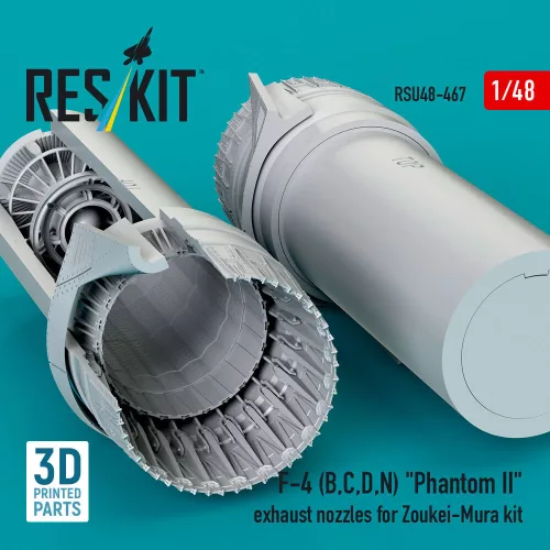ResKit Models F-4 (B, C, D, N) Phantom II exhaust nozzles for Zoukei-Mura kit (3D Printed) - hajtómű-fúvócsövek