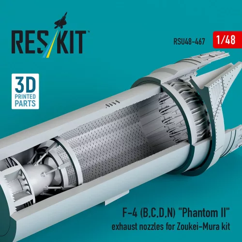 ResKit Models F-4 (B, C, D, N) Phantom II exhaust nozzles for Zoukei-Mura kit (3D Printed) - hajtómű-fúvócsövek