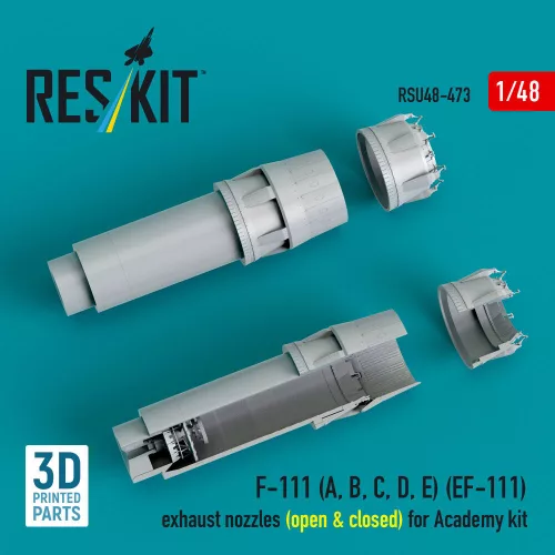 ResKit Models F-111 (A, B, C, D, E) (EF-111) exhaust nozzles (open & closed) for Academy kit (3D Printed) - hajtómű-fúvócsövek