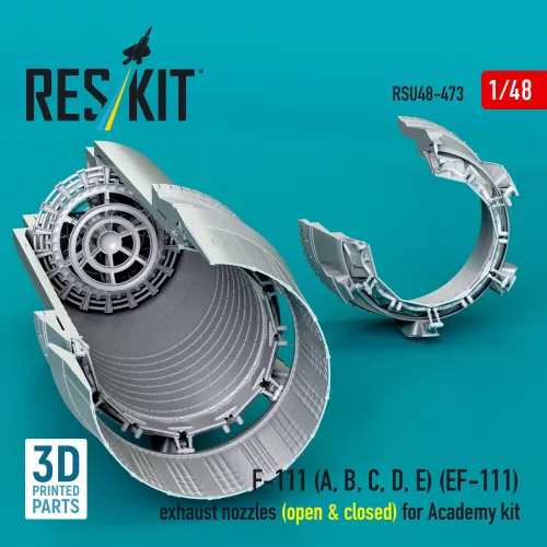 ResKit Models F-111 (A, B, C, D, E) (EF-111) exhaust nozzles (open & closed) for Academy kit (3D Printed) - hajtómű-fúvócsövek