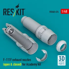   ResKit Models F-111F exhaust nozzles (open & closed) for Academy kit (3D Printed) - hajtómű-fúvócsövek