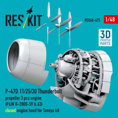 ResKit Models P-47D 11/25/30 Thunderbolt – légcsavar, motor, motorburkolat, zárt motorburkolat