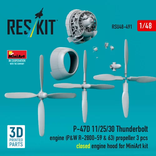 ResKit Models P-47D 11/25/30 Thunderbolt – légcsavar, motor, motorburkolat, zárt motorburkolat