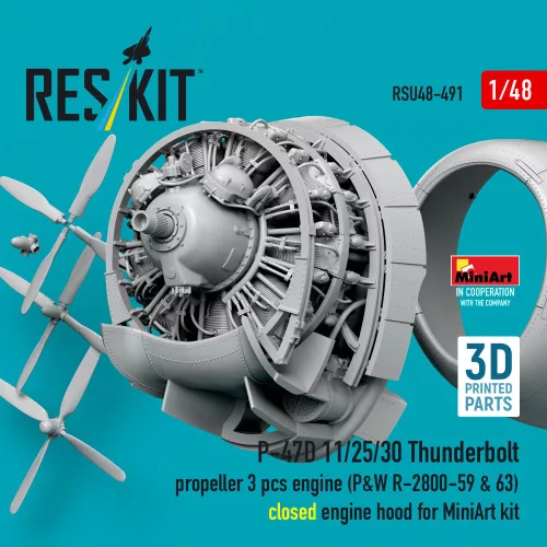 ResKit Models P-47D 11/25/30 Thunderbolt – légcsavar, motor, motorburkolat, zárt motorburkolat