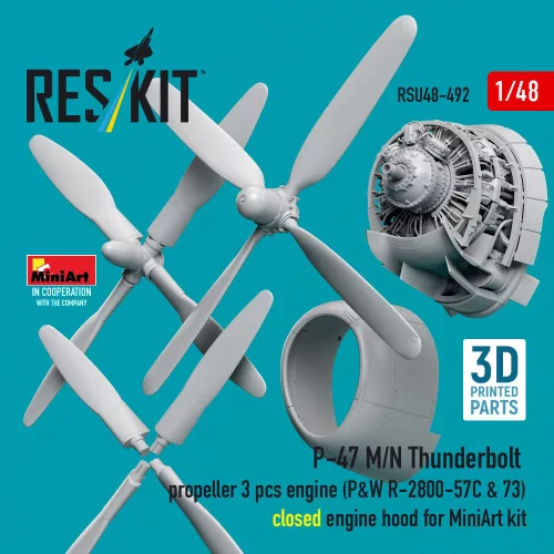 ResKit Models P-47 M/N Thunderbolt – légcsavar, motor, motorburkolat, zárt motorburkolat