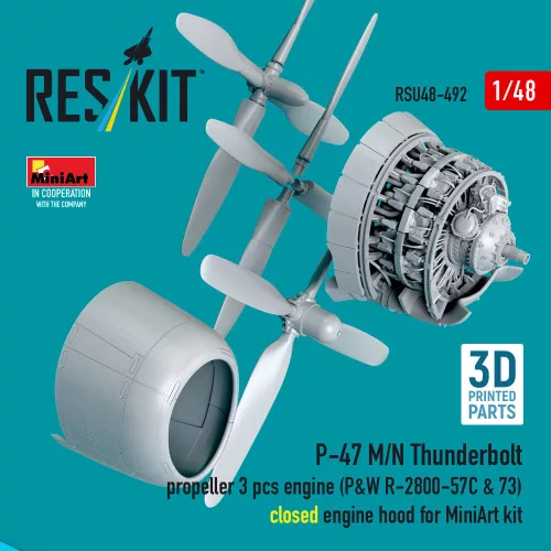 ResKit Models P-47 M/N Thunderbolt – légcsavar, motor, motorburkolat, zárt motorburkolat