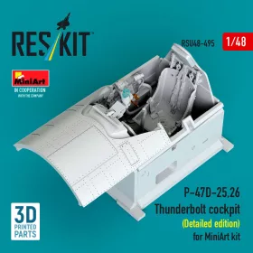   ResKit Models P-47D-25,26 Thunderbolt cockpit (Detailed edition) for MiniArt kit (3D Printed) - részletes cockpitkészlet