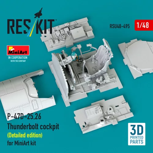 ResKit Models P-47D-25,26 Thunderbolt cockpit (Detailed edition) for MiniArt kit (3D Printed) - részletes cockpitkészlet