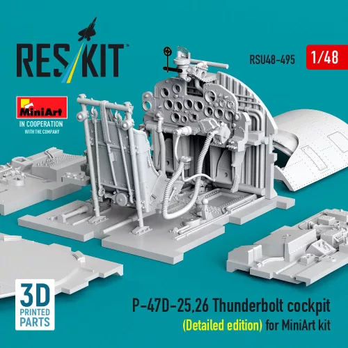 ResKit Models P-47D-25,26 Thunderbolt cockpit (Detailed edition) for MiniArt kit (3D Printed) - részletes cockpitkészlet
