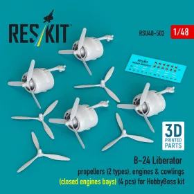   ResKit Models B-24 Liberator – légcsavar-, motor- és burkolatkészlet, 4 zárt motortérrel