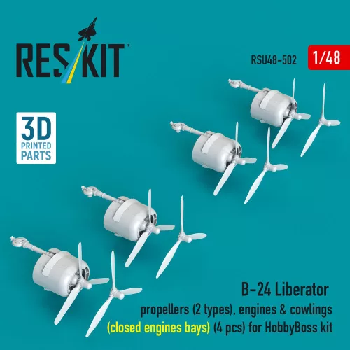 ResKit Models B-24 Liberator – légcsavar-, motor- és burkolatkészlet, 4 zárt motortérrel