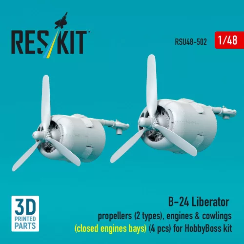 ResKit Models B-24 Liberator – légcsavar-, motor- és burkolatkészlet, 4 zárt motortérrel